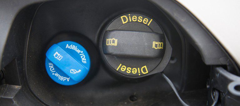 AdBlue cap shown in a diesel engine