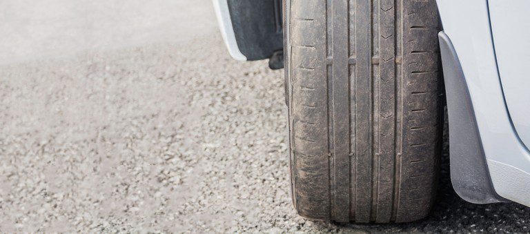 badly worn car tyre
